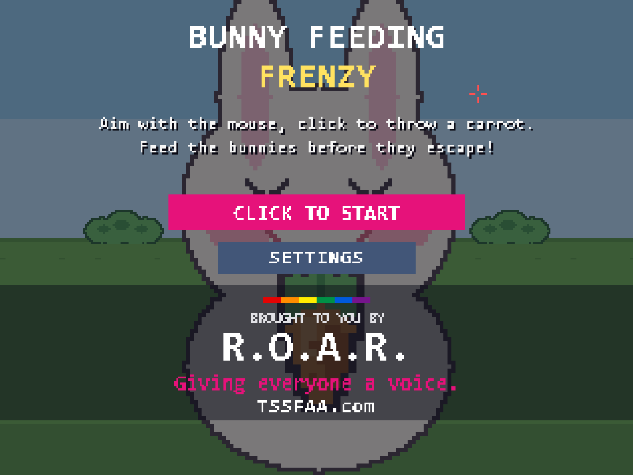 Bunny Feeding Frenzy title screen &mdash; brought to you by R.O.A.R., tssfaa.com