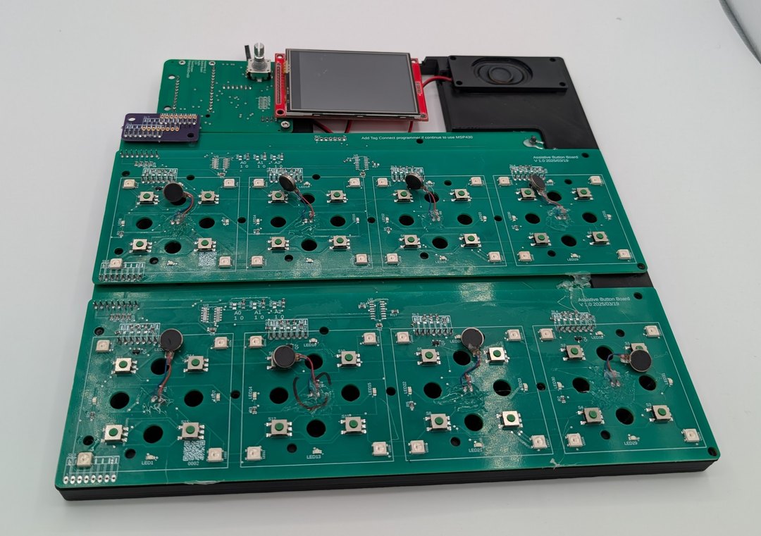 Assistive button boards — per-button vibration motors visible