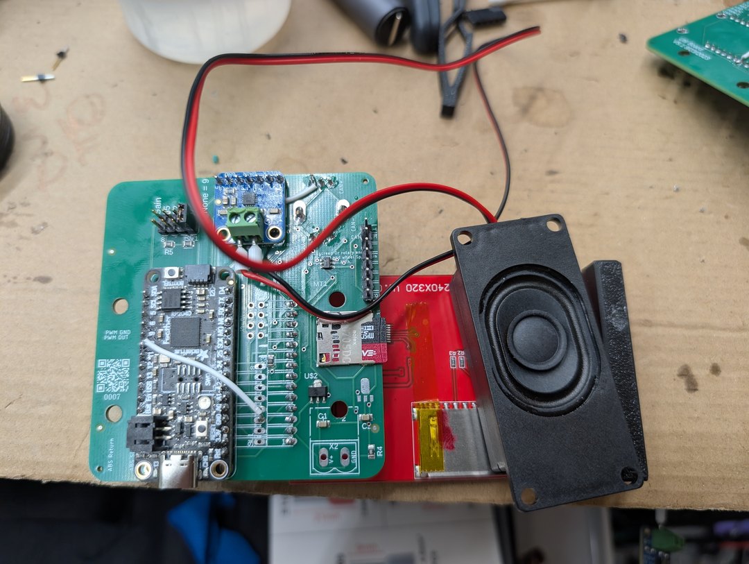 V1 bench prototype — Feather + 240x320 IPS + speaker