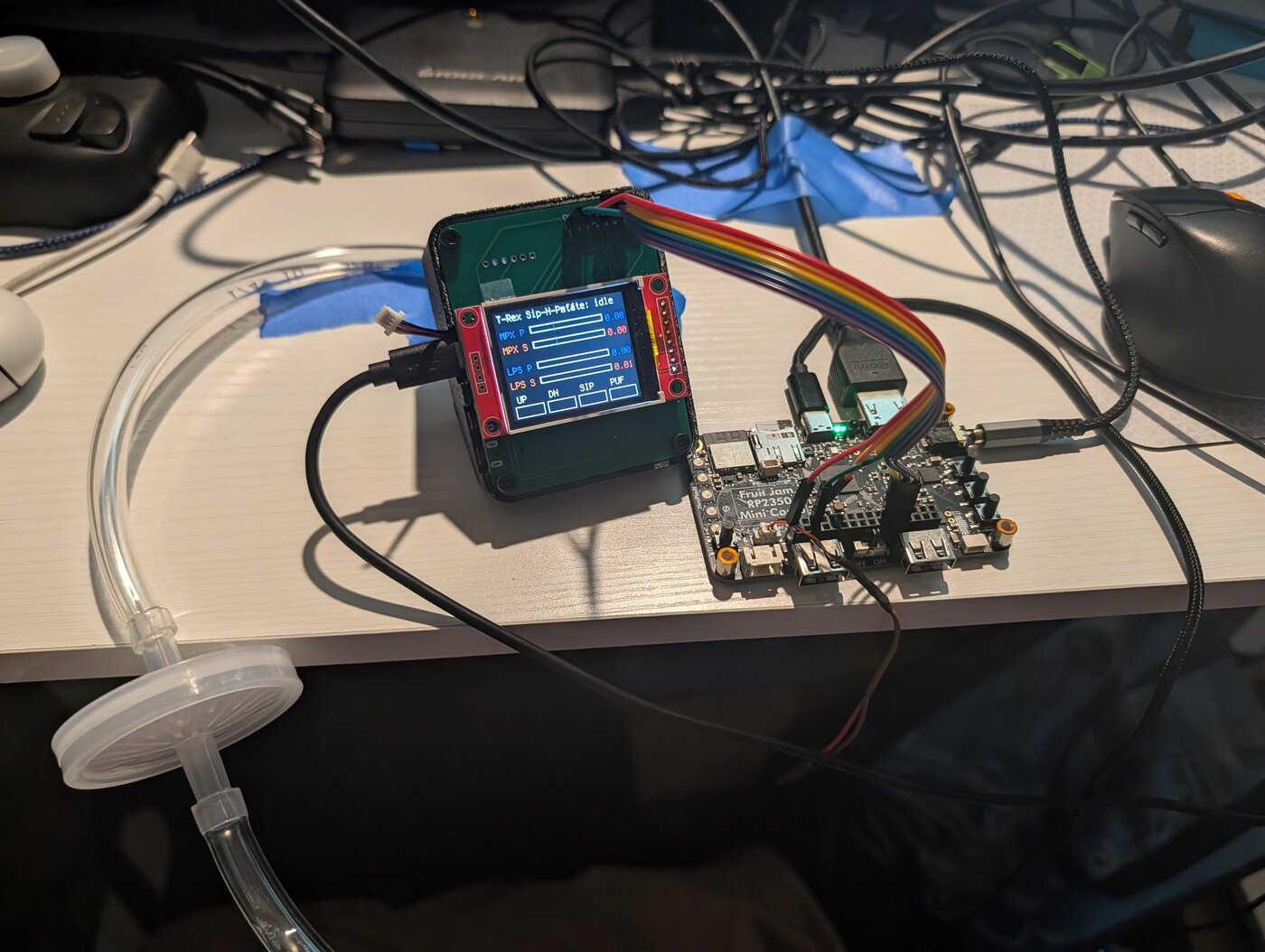 Sip-and-Puff alpha/beta prototype with live sensor readouts